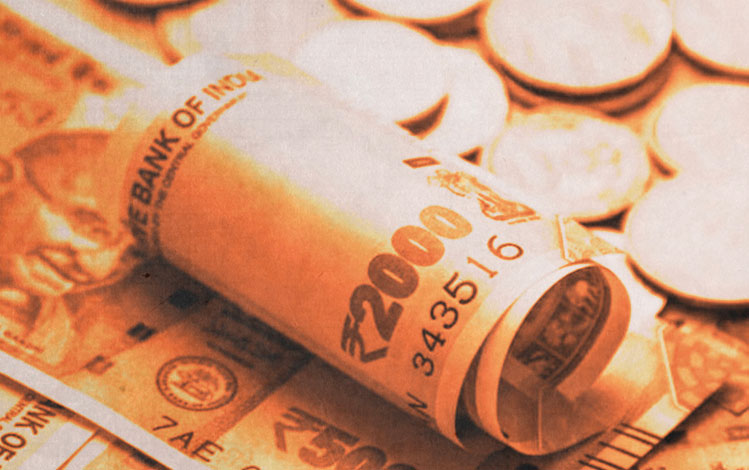 Rolled up 200 rupee bill